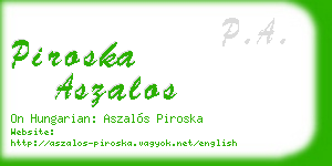 piroska aszalos business card